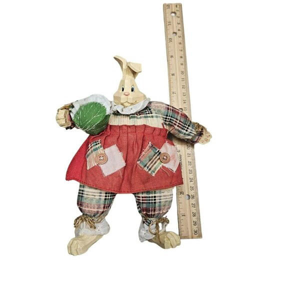 Vintage Russ Country Bunny Doll Red Dress Plaid Outfit Cabbage No markings - Picture 7 of 9